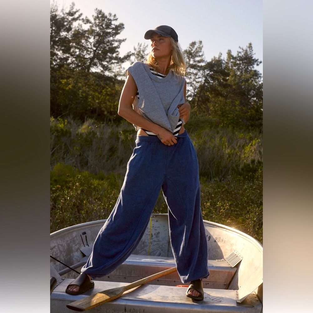 Free People Baller Blue Wide-Leg Pants